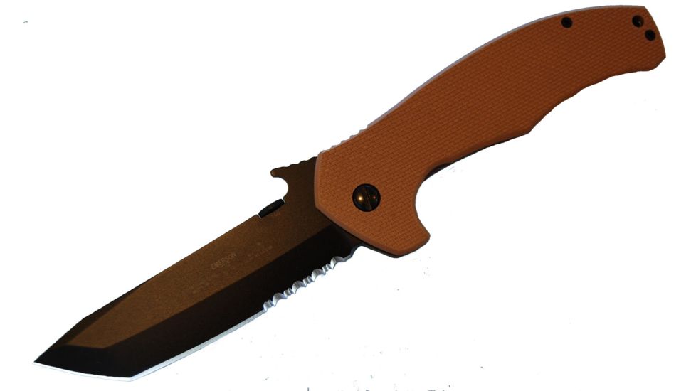 Emerson Desert Roadhouse Folding Knife w/ Serrated Blade, Black Finish DRDHS-BTS