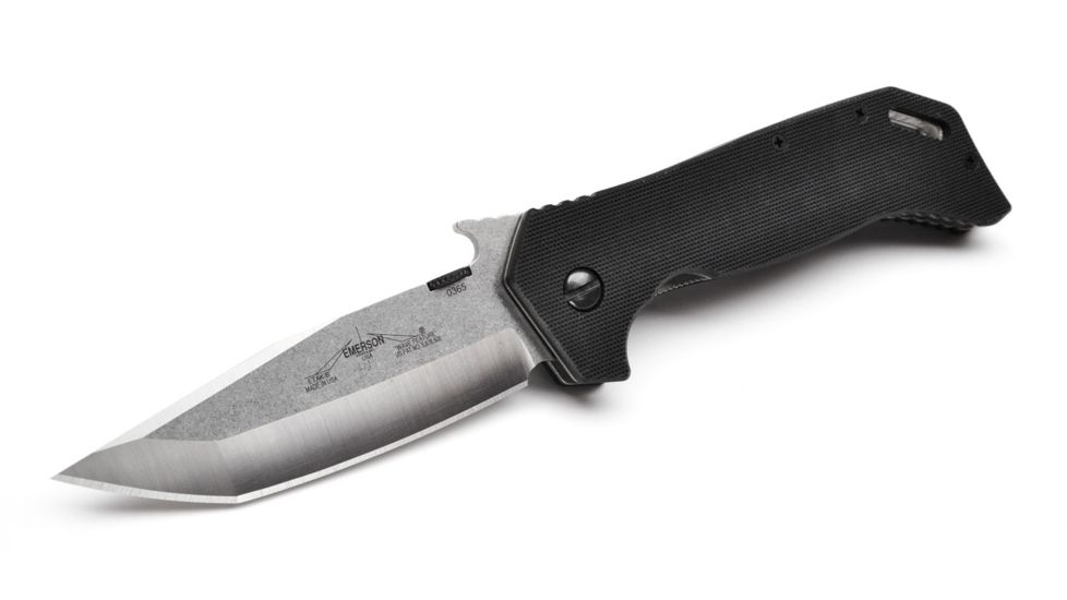 Emerson ETAK-B Series Folding Knife w/ Serrated Blade, Stonewashed Finish, 3.9 in Blade, ETAKB-SFS