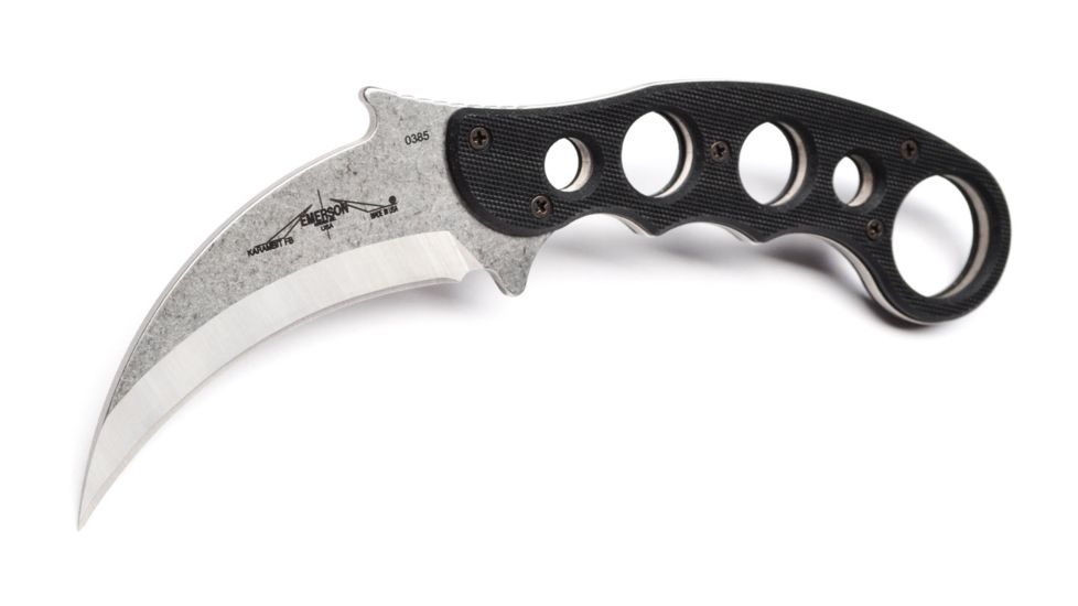 Emerson Karambit Fixed Blade Knife, Stonewashed Finish, 3.2 in Blade KARFX-SF