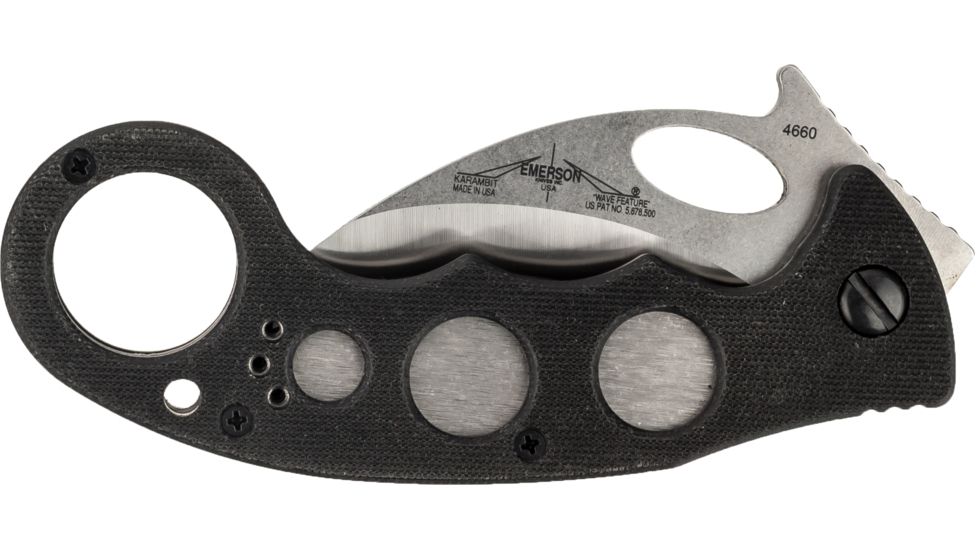 Emerson Karambit Folding Knife, Stonewashed Finish, 2.60 in Blade, KAR-SF