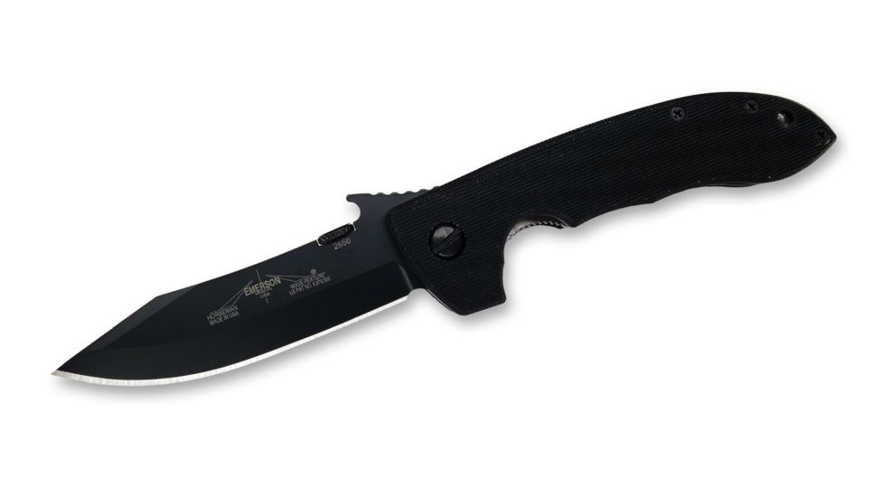 Emerson Mini CQC-8 Horseman Folding Knife, Black Finish, 3.54 in Blade MC8-BT