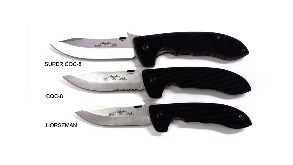 Emerson Mini CQC-8 Horseman Folding Knife, Stonewashed Finish, 3.54 in Blade MC8-SF