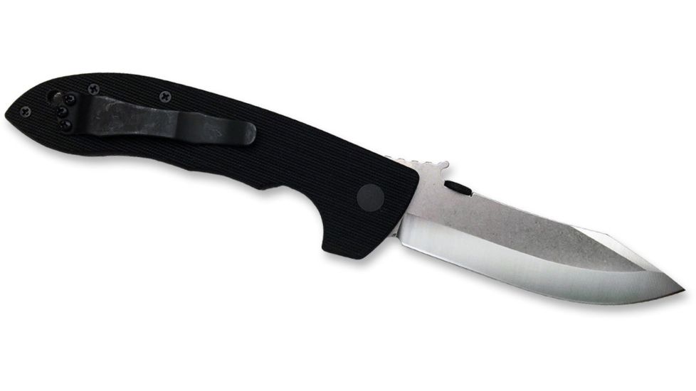 Emerson Mini CQC-8 Horseman Folding Knife w/ Serrated Blade, Stonewashed Finish, 3.54 in Blade, MC8-SFS