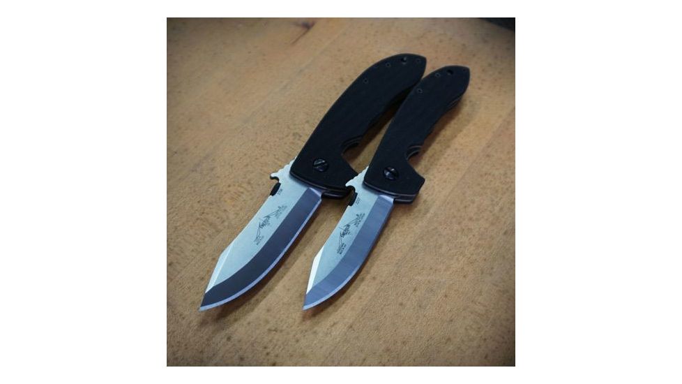 Emerson Mini CQC-8 Horseman Folding Knife w/ Serrated Blade, Stonewashed Finish, 3.54 in Blade, MC8-SFS