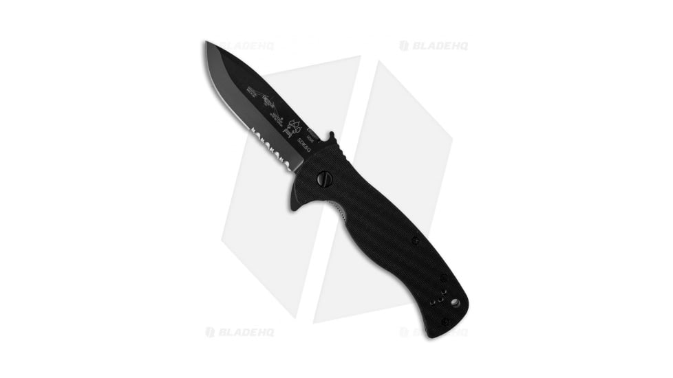 Emerson Rangemaster Sheepdog Flipper Folding Knife, 3.50in, 154CM, Spear Point Blade, G10 Black Handle, Serr, Black/Black, 8.375in, BHQ-27661