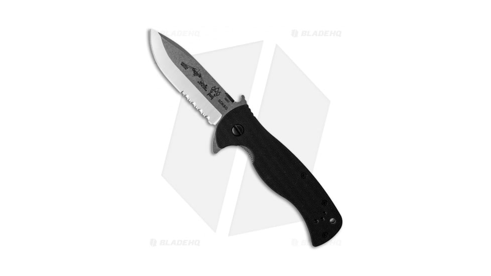 Emerson Rangemaster Sheepdog Flipper Folding Knife, 3.50in, 154CM, Spear Point Blade, G10 Black Handle, Stonewash Serr, Gray/Black, 8.375in, BHQ-27659