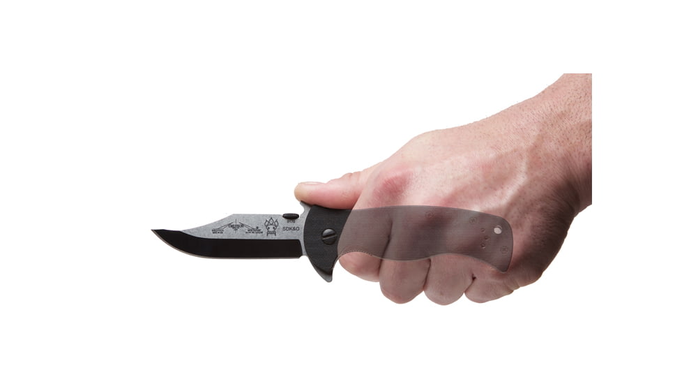 Emerson Sheepdog Bowie Folding Knife, Stonewashed Finish, 3.5 in Blade SHPDG-BW-SF
