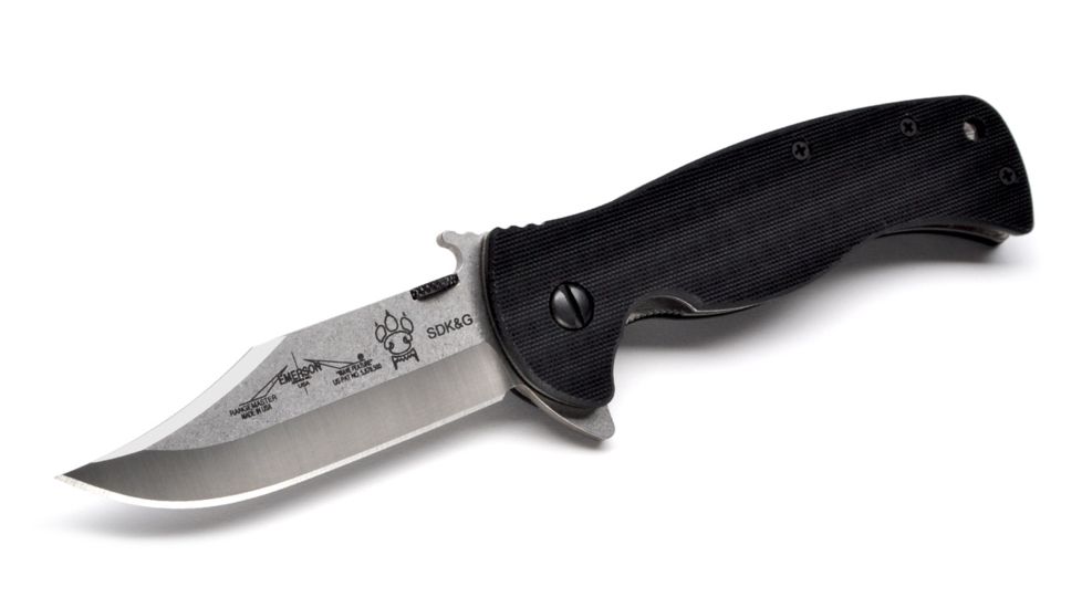 Emerson Sheepdog Bowie Folding Knife, Stonewashed Finish, 3.5 in Blade SHPDG-BW-SF