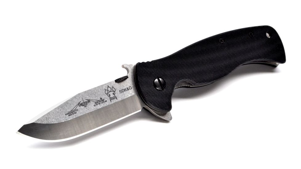 Emerson Sheepdog Spearpoint Folding Knife, Stonewashed Finish, 3.5 in Blade SHPDG-SP-SF