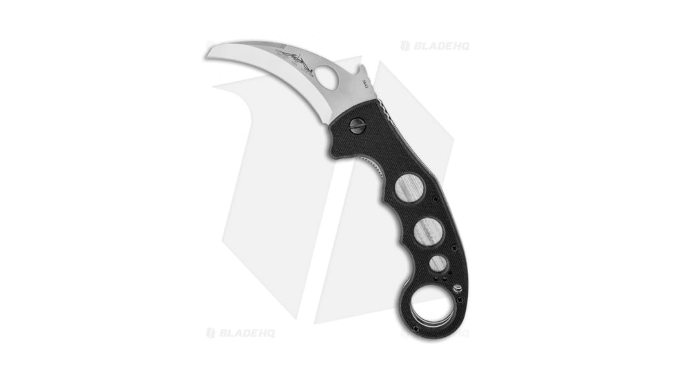 Emerson Super Karambit SF Folding Knife, 3.375in, 154CM, Hawkbill Blade, G10 Black Handle, Gray/Black, 8.375in, BHQ-3978