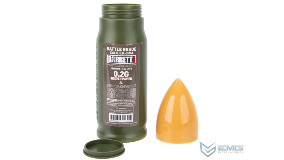 EMG Barrett Licensed Battle Grade 6mm Airsoft BBs, 0.20g, 5000rd, White, Barrett .20 5000