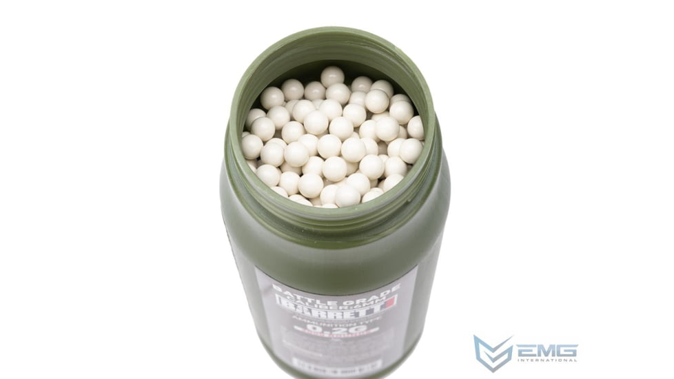 EMG Barrett Licensed Battle Grade 6mm Airsoft BBs, 0.20g, 5000rd, White, Barrett .20 5000