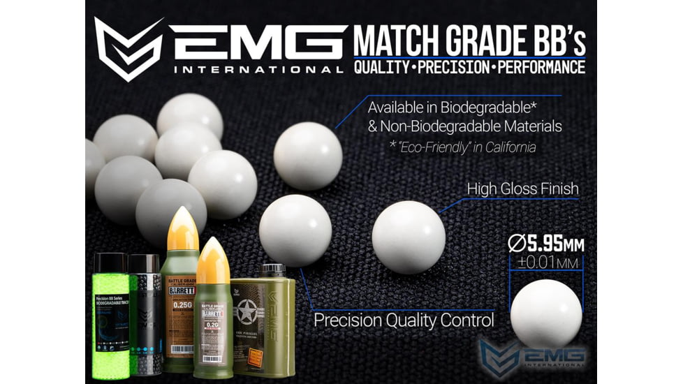 EMG Barrett Licensed Battle Grade 6mm Airsoft BBs, 0.20g, 5000rd, White, Barrett .20 5000