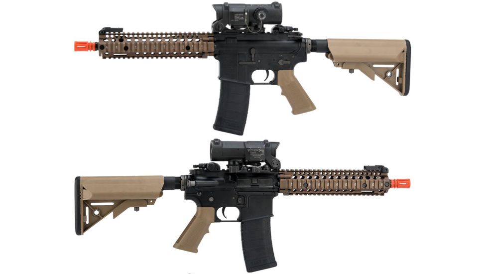 EMG Colt Licensed Daniel Defense M4A1 SOPMOD Block 2 Airsoft AEG, MK18 MOD1, Black/Tan, Large, OEM-08-AG-234-DE-A02