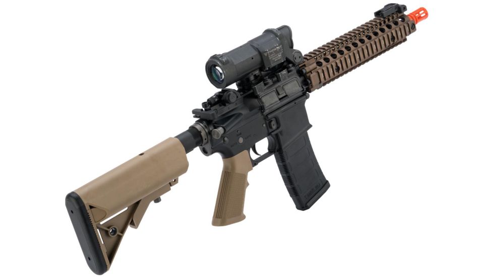 EMG Colt Licensed Daniel Defense M4A1 SOPMOD Block 2 Airsoft AEG, MK18 MOD1, Black/Tan, Large, OEM-08-AG-234-DE-A02