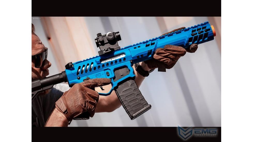 EMG F-1 Firearms PDW Airsoft AEG Training Rifle w/ eSE Electronic Trigger, RS-3, 350 FPS, Blue/Black, SBR-BLB-N2-3