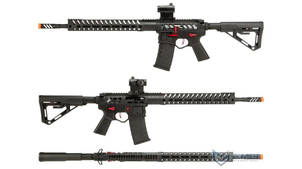 EMG F-1 Firearms UDR-15 AR15 2.0 eSilverEdge Full Metal Airsoft AEG Training Rifle, RS3 Stock, 400 FPS, Black/Red, eUDR-BR-3 400FPS