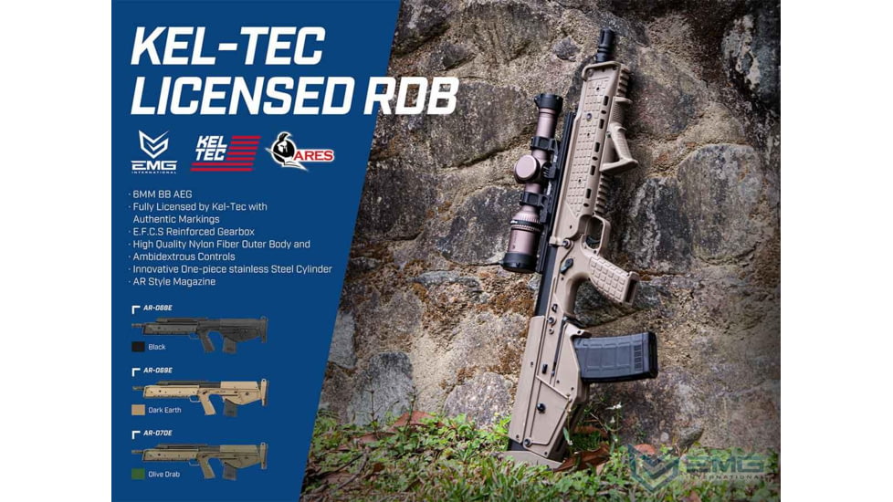 EMG Kel-Tec Licensed RDB17 Airsoft Bullpup AEG Rifle, OD Green, Kel Tec RDB OD