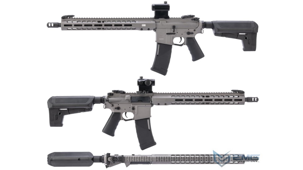 EMG KRYTAC/BARRETT Firearms REC7 DI AR15 AEG Training Rifle, Length Carbine, Tungsten, KTAEG-BREC7C-TGN01