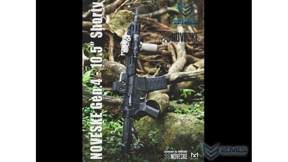 EMG NOVESKE Gen 4 w/ eSilverEdge SDU2.0 Gearbox Airsoft AEG Training Rifle, Shorty, 350 FPS, Black, NSBR-10B 350 FPS