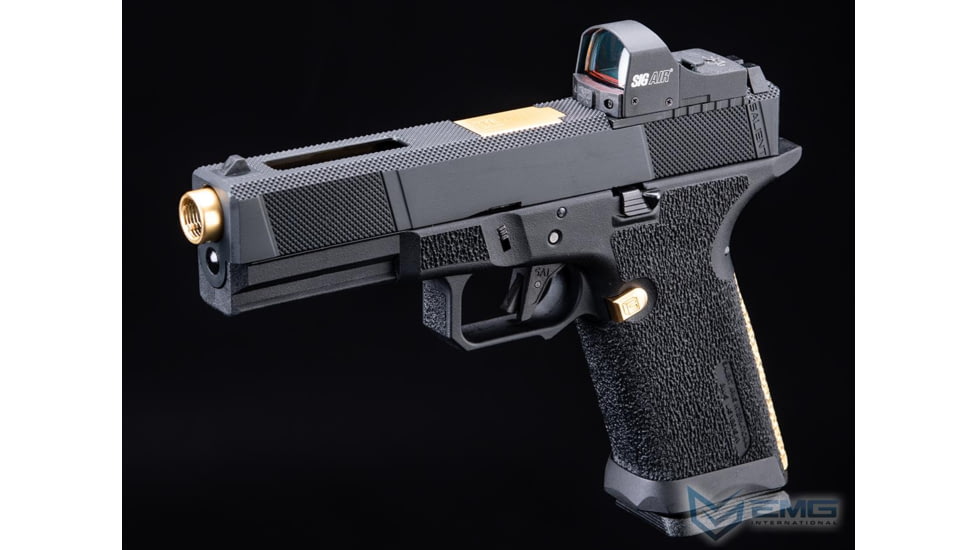 EMG SAI BLU w/Tier One Utility RMR-Cut Slide GBB Airsoft Pistol, Gold, SA-UT0101