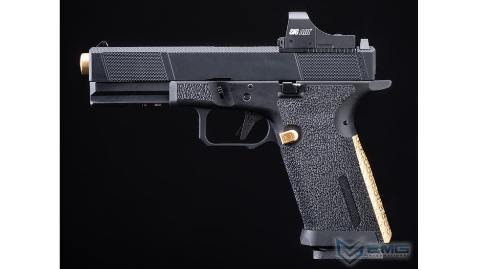 EMG SAI BLU w/Tier One Utility RMR-Cut Slide GBB Airsoft Pistol, Gold, SA-UT0101