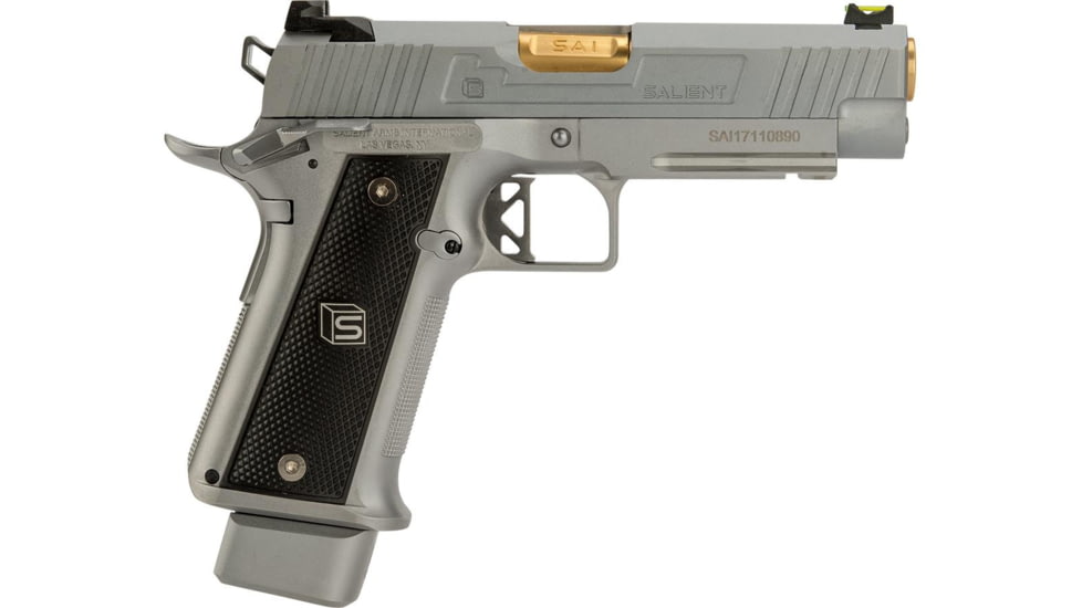 EMG Salient Arms International 2011 DS Airsoft Training Weapon, 4.3 w/Green Gas Mag, 30 Round, Silver, SA-DS0201 4.3 GG