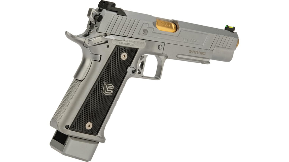 EMG Salient Arms International 2011 DS Airsoft Training Weapon, 5.1 w/Green Gas Mag, 30 Round, Silver, SA-DS0101