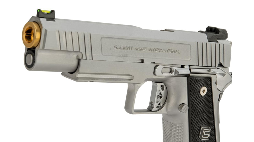 EMG Salient Arms International 2011 DS Airsoft Training Weapon, 5.1 w/Green Gas Mag, 30 Round, Silver, SA-DS0101