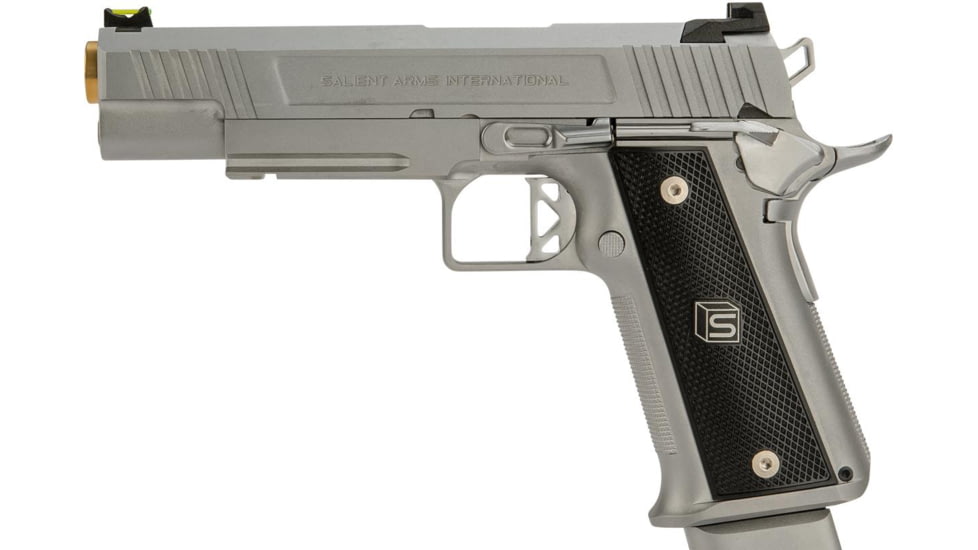 EMG Salient Arms International 2011 DS Airsoft Training Weapon, 5.1 w/Green Gas Mag, 30 Round, Silver, SA-DS0101