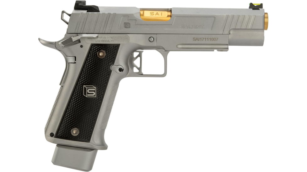 EMG Salient Arms International 2011 DS Airsoft Training Weapon, 5.1 w/Green Gas Mag, 30 Round, Silver, SA-DS0101