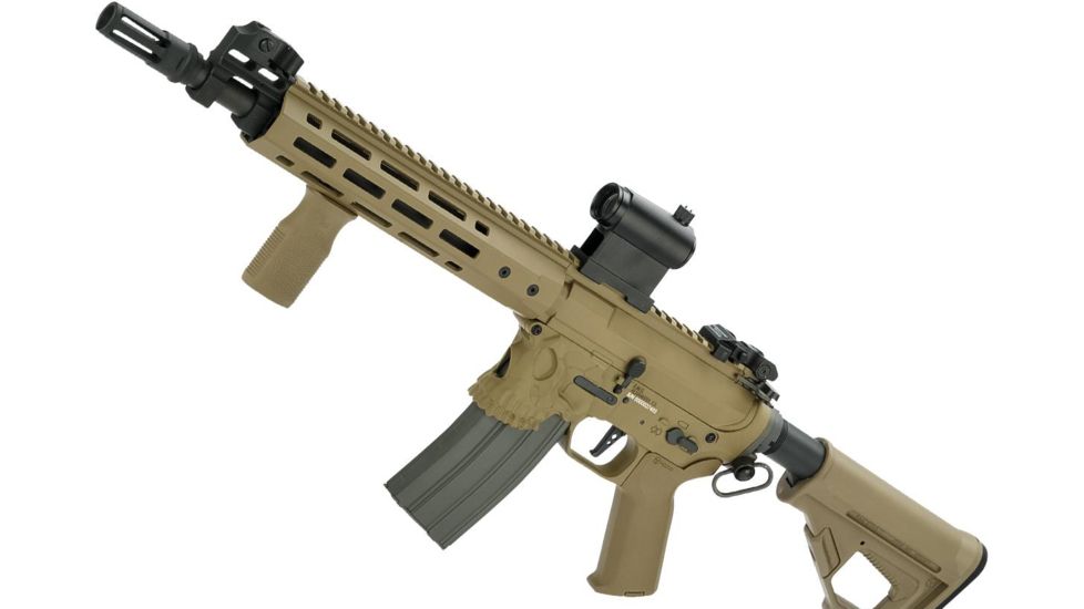 EMG Sharps Bros Jack Licensed Full Metal Advanced M4 Airsoft AEG Rifle, 10in SBR, Tan, Large, M4-SB-TJ-M-DE