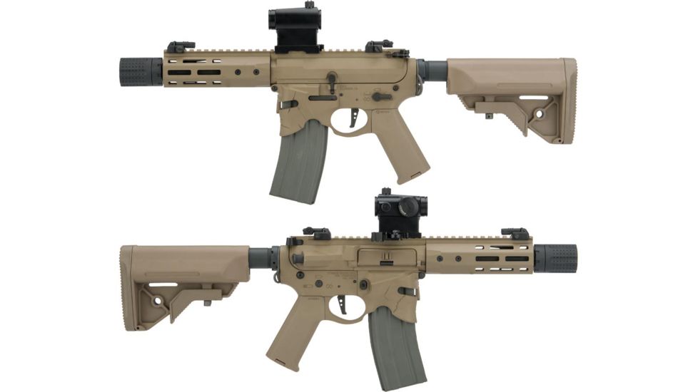 EMG Sharps Bros Overthrow Licensed Advanced M4 Airsoft AEG Training Rifle, 8in PDW, Dark Earth, Large, M4-SB-OT-S-DE