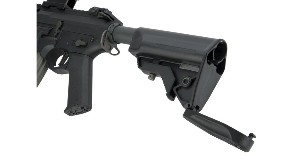 EMG Sharps Bros Overthrow Licensed Full Metal Advanced M4 Airsoft AEG Training Rifle w/Slim Motor Grip, 12in SBR, Black, Large, M4-SB-OT-M-BK