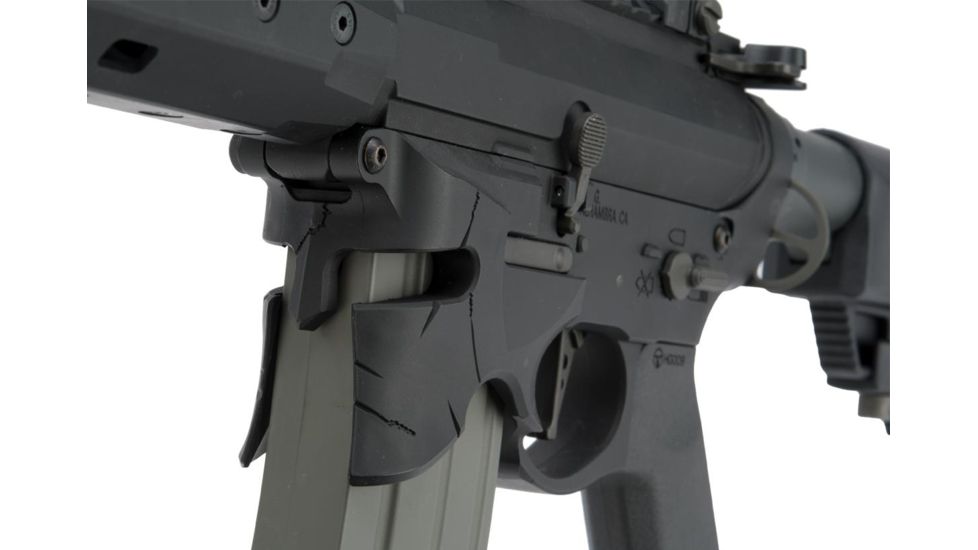 EMG Sharps Bros Overthrow Licensed Full Metal Advanced M4 Airsoft AEG Training Rifle w/Slim Motor Grip, 12in SBR, Black, Large, M4-SB-OT-M-BK