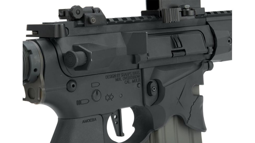 EMG Sharps Bros Overthrow Licensed Full Metal Advanced M4 Airsoft AEG Training Rifle w/Slim Motor Grip, 12in SBR, Black, Large, M4-SB-OT-M-BK