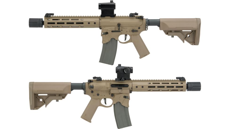 EMG Sharps Bros Overthrow Licensed Full Metal Advanced M4 Airsoft AEG Training Rifle w/Slim Motor Grip, 12in SBR, Dark Earth, Large, M4-SB-OT-M-DE