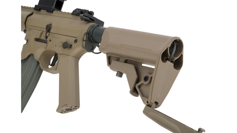 EMG Sharps Bros Overthrow Licensed Full Metal Advanced M4 Airsoft AEG Training Rifle w/Slim Motor Grip, 12in SBR, Dark Earth, Large, M4-SB-OT-M-DE