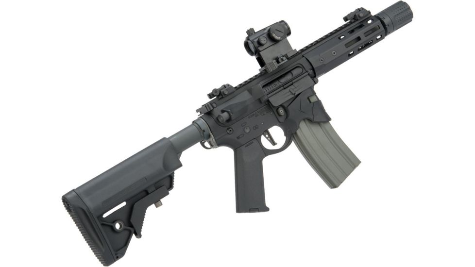 EMG Sharps Bros Overthrow Licensed Full Metal Advanced M4 Airsoft AEG Training Rifle w/Slim Motor Grip, 8in PDW, Black, Large, M4-SB-OT-S-BK