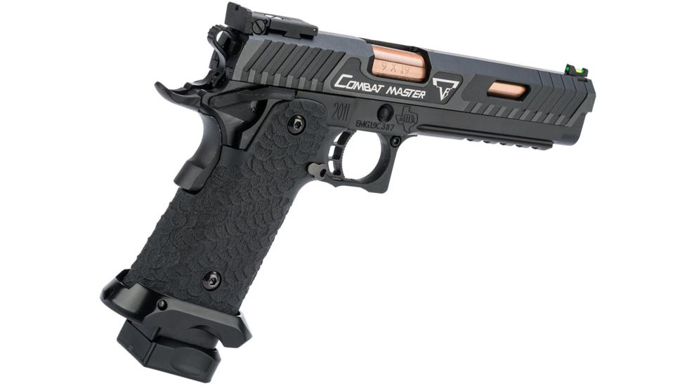 EMG STI/TTI Licensed JW3 2011 Combat Master Airsoft Training Pistol, Model Green Gas, Black, Medium, TT-CM0100