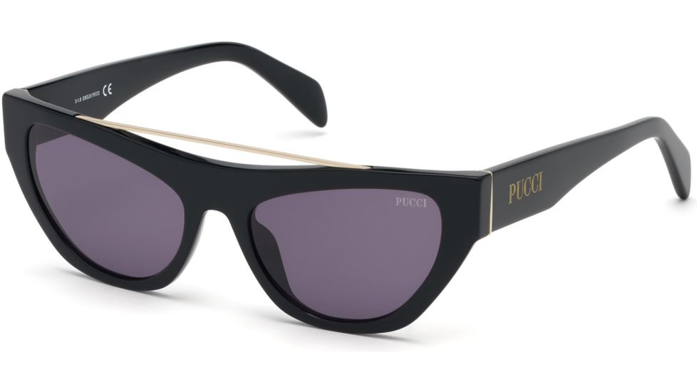 Emilio Pucci EP0111 Sunglasses - Shiny Black Frame Color, Smoke Lens Color