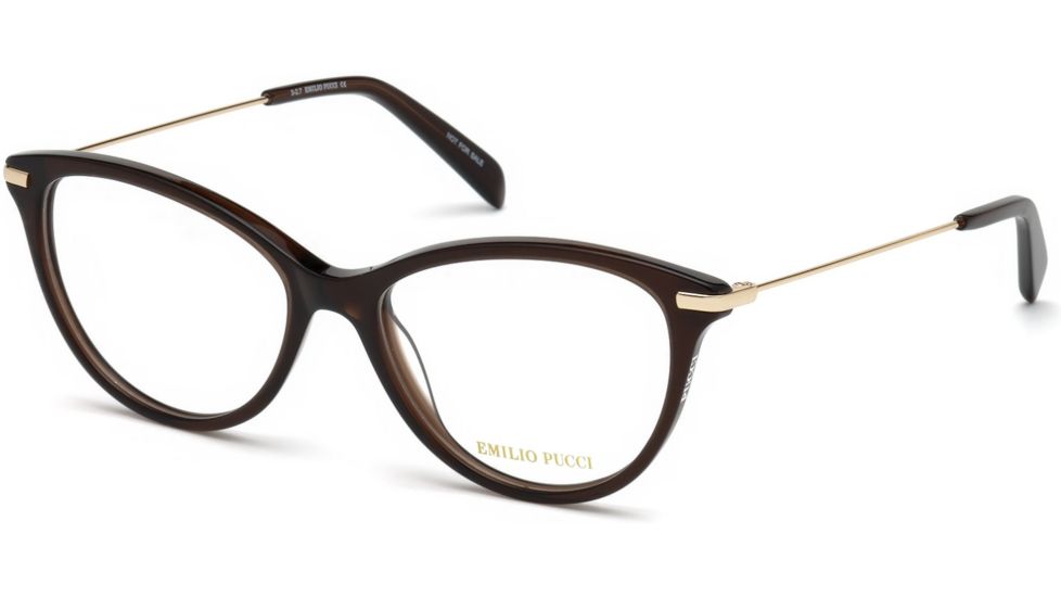Emilio Pucci EP5082 Eyeglass Frames - Shiny Dark Brown Frame Color