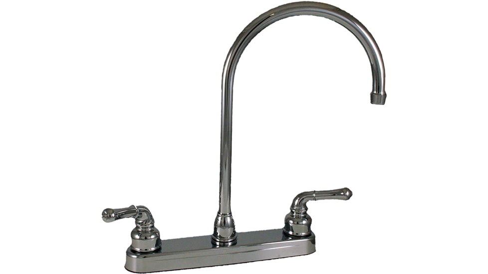 Empire Brass RV Kitchen Faucet With Gooseneck Spout And Teapot Handles 8 Chrome, U-YCH800GS