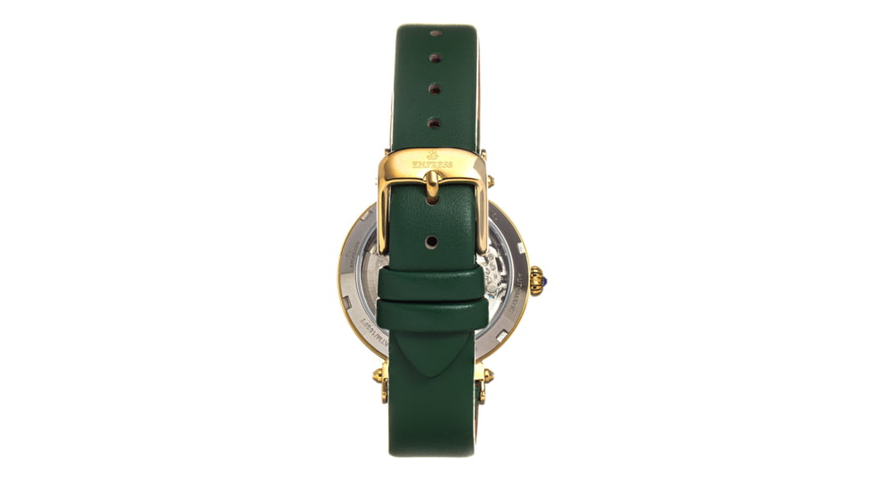 Empress Alouette Automatic Semi-Skeleton Leather-Band Watch, Green - Womens, EMPEM3403