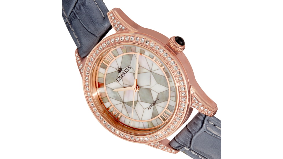 Empress Augusta Automatic Mosaic Mother-of-Pearl Leather-Band Watch, Rose Gold/Grey, One Size, EMPEM3504