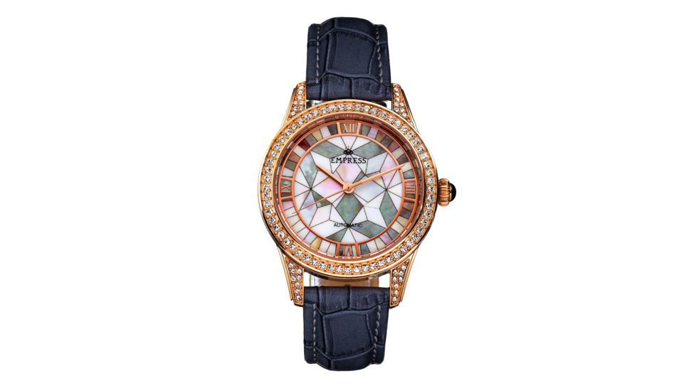 Empress Augusta Automatic Mosaic Mother-of-Pearl Leather-Band Watch, Rose Gold/Grey, One Size, EMPEM3504