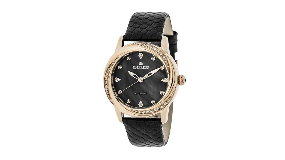 Empress Ayala Automatic Mother-Of-Pearl Leather-Band Watch, Rose Gold/Black, Standard EMPEM1003
