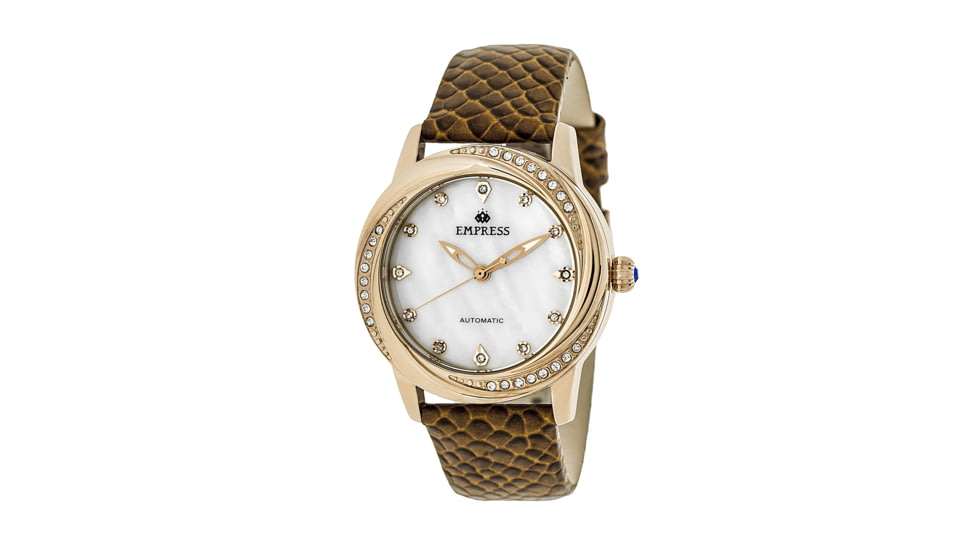 Empress Ayala Automatic Mother-Of-Pearl Leather-Band Watch, Rose Gold/White, Standard EMPEM1004