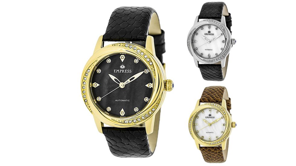 Empress Ayala Automatic Mother-Of-Pearl Leather-Band Watch