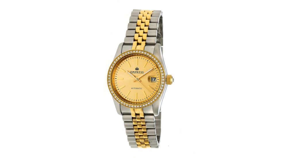 Empress Constance Crystal Surround Bracelet Watch w/Date, Silver&amp;Gold/Gold/Gold, Standard, EMPEM1506